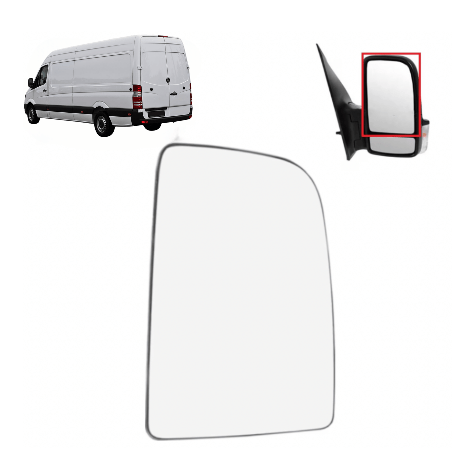 Aligoparts Right UnHeated Upper Mirror Glass for Mercedes Sprinter & VW Crafter 2006–2018