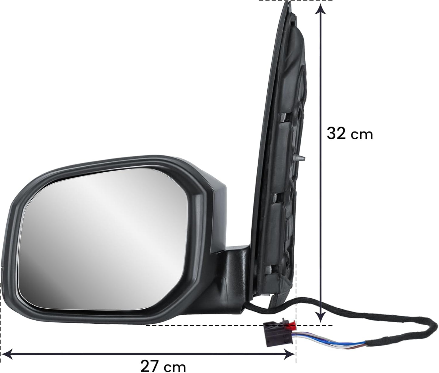Aligoparts Passenger Left Side Wing Mirror N/S Electric Heated Manual Folding Primer Cover for VW Caddy 2015–2021