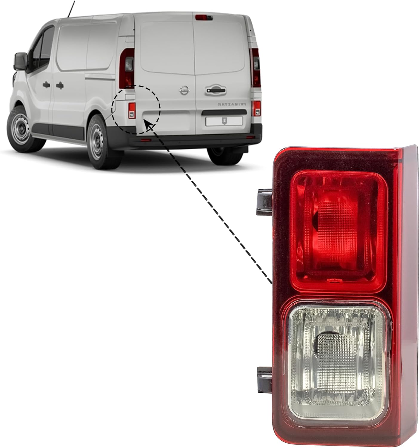 Aligoparts Passenger LEFT Side N/S Rear Fog Tail Light Lamp  For Renault Trafic, Nissan NV300 / Primastar, Vauxhall Vivaro, Fiat Talento (2014–2024)