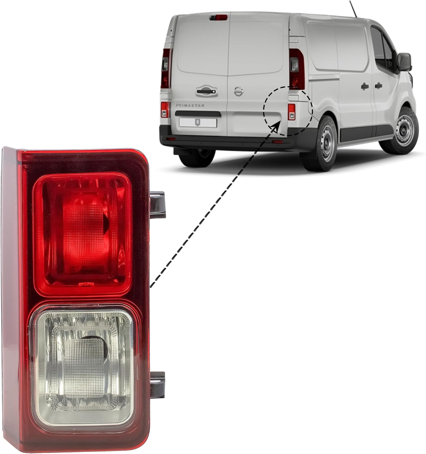Aligoparts Driver RIGHT Side O/S Rear Fog Tail Light Lamp  For Renault Trafic, Nissan NV300 / Primastar, Vauxhall Vivaro, Fiat Talento (2014–2024)