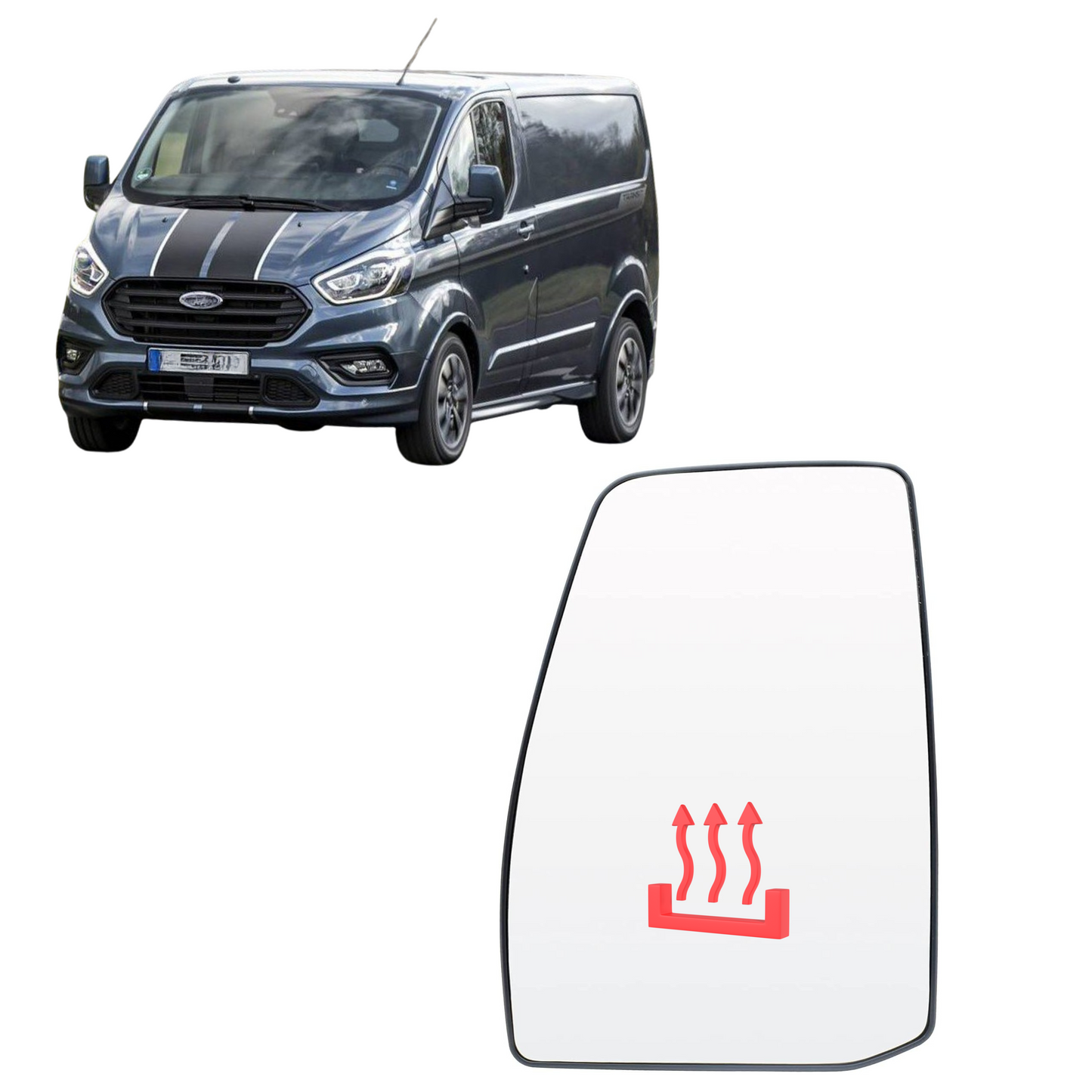 Aligoparts Left Upper Heated Mirror Glass – Fits Ford Transit Custom 2012–2023