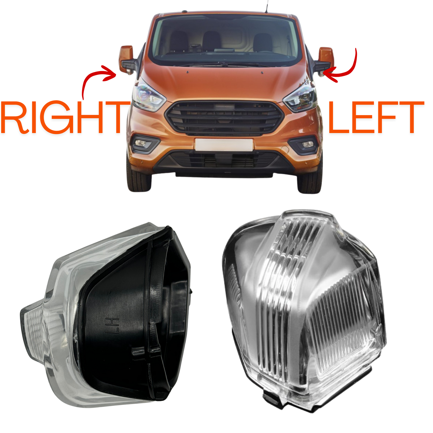 Aligoparts Right and Left Mirror Indicator Lens for Ford Transit Custom 2012–2023